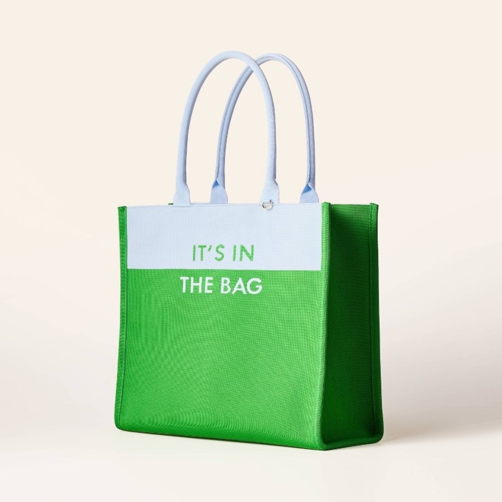 New kate spade new york x Target Green/Blue Colorblock Knit Tote Bag - Picture 2 of 4
